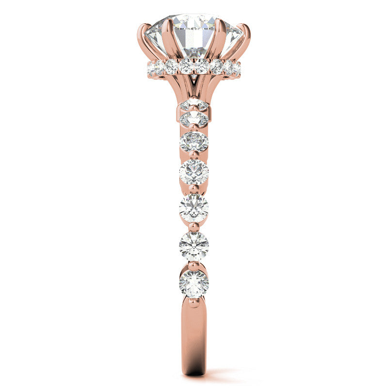 Round Brilliant Moissanite and Diamond Collar Engagement Ring