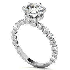 Round Brilliant Moissanite and Diamond Collar Engagement Ring