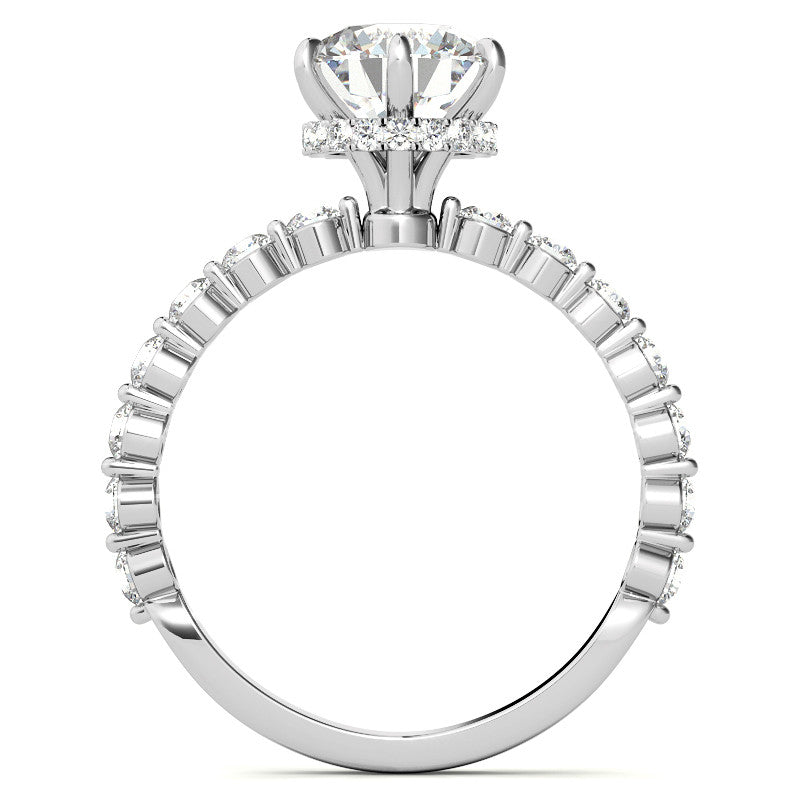 Round Brilliant Moissanite and Diamond Collar Engagement Ring