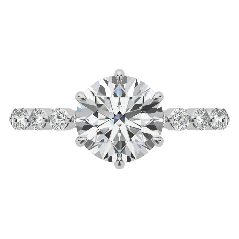 Round Brilliant Moissanite and Diamond Collar Engagement Ring