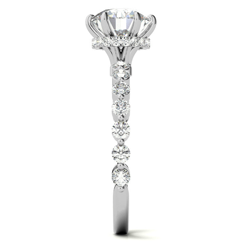 Round Brilliant Moissanite and Diamond Collar Engagement Ring