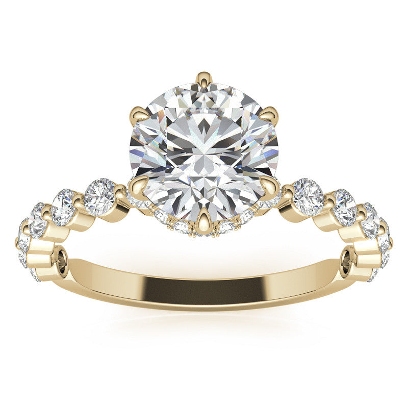 Round Brilliant Moissanite and Diamond Collar Engagement Ring