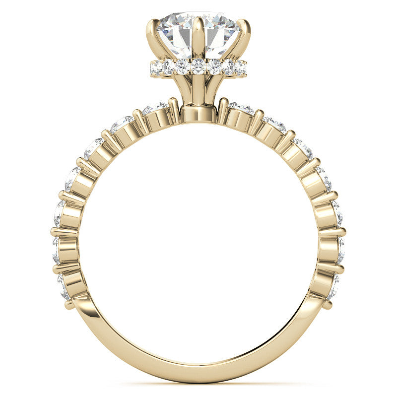 Round Brilliant Moissanite and Diamond Collar Engagement Ring