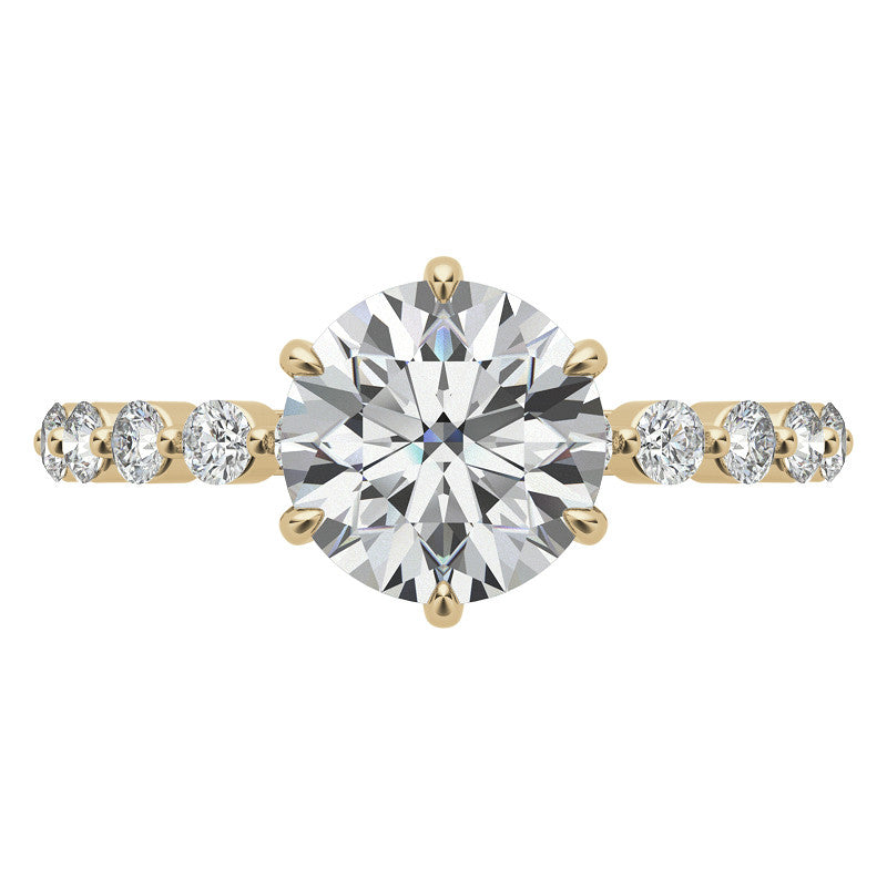 Round Brilliant Moissanite and Diamond Collar Engagement Ring