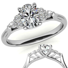 Unique Oval Trellis Moissanite Engagement Ring