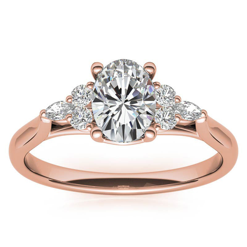 Unique Oval Trellis Moissanite Engagement Ring
