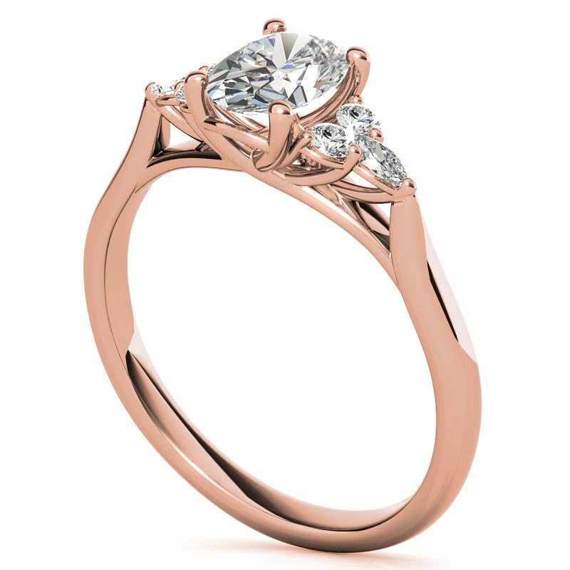Unique Oval Trellis Moissanite Engagement Ring