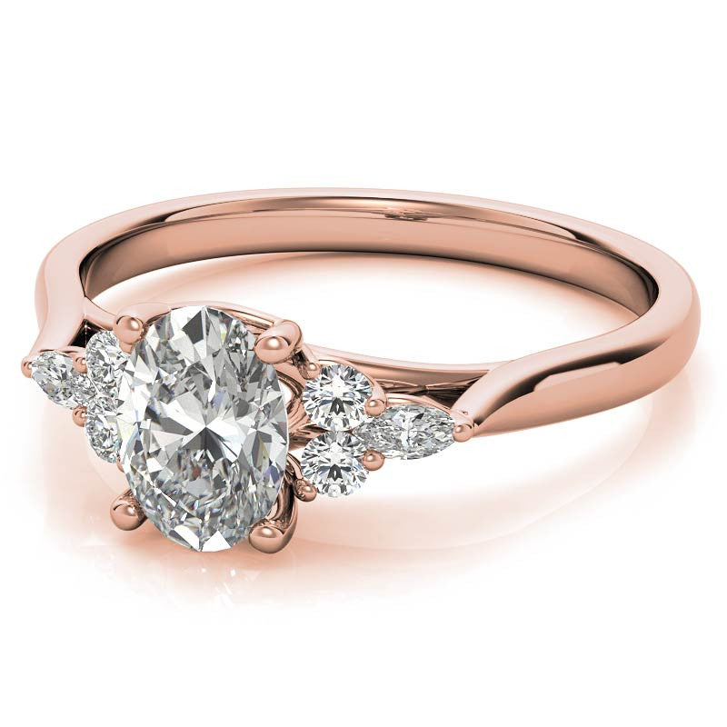 Unique Oval Trellis Moissanite Engagement Ring
