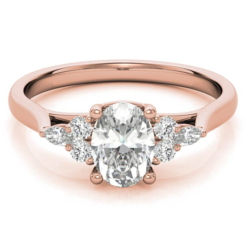 Unique Oval Trellis Moissanite Engagement Ring