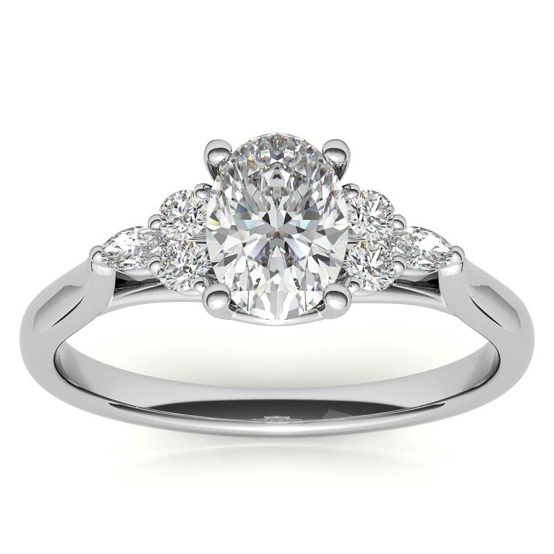 Unique Oval Trellis Moissanite Engagement Ring
