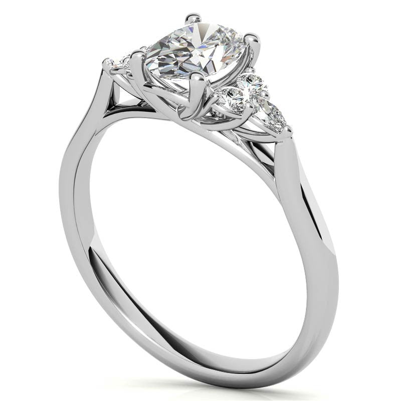 Unique Oval Trellis Moissanite Engagement Ring