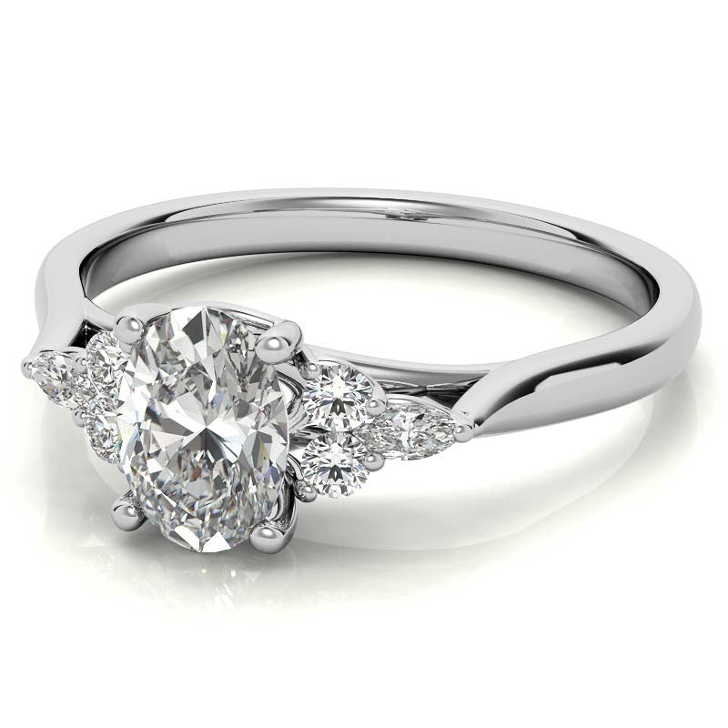 Unique Oval Trellis Moissanite Engagement Ring
