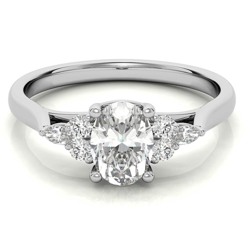Unique Oval Trellis Moissanite Engagement Ring