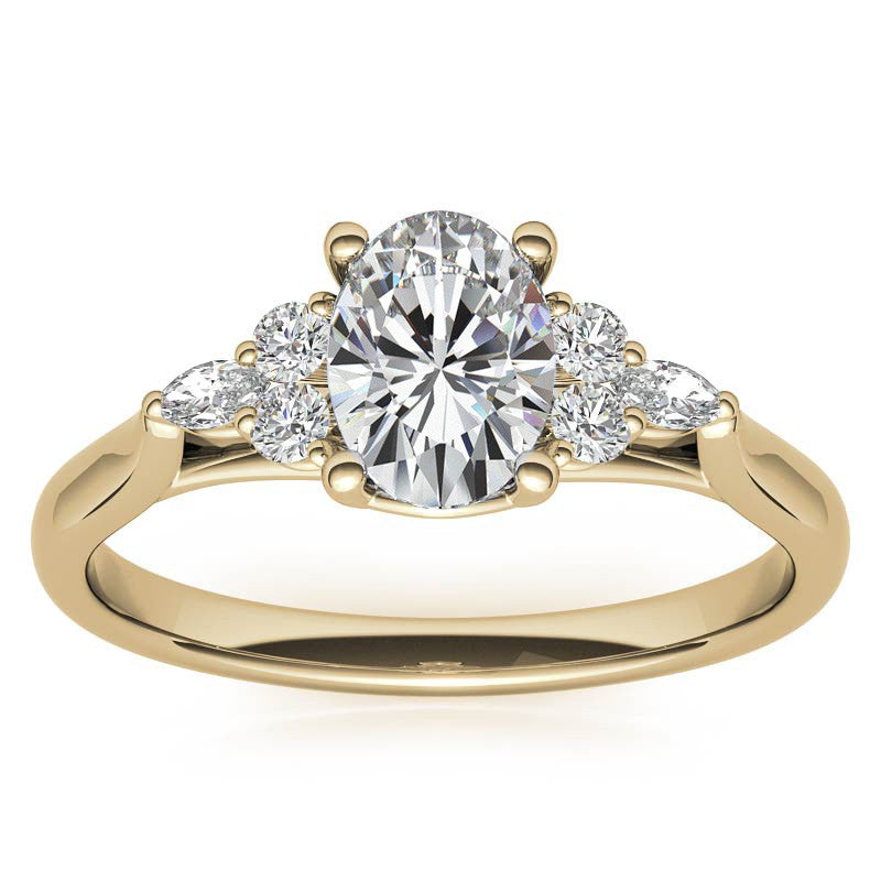Unique Oval Trellis Moissanite Engagement Ring