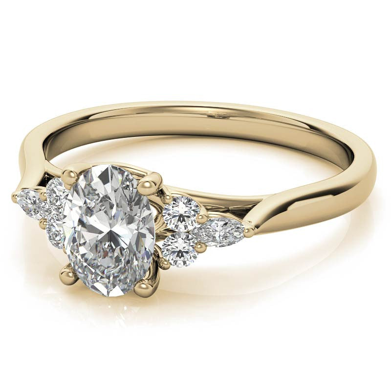 Unique Oval Trellis Moissanite Engagement Ring