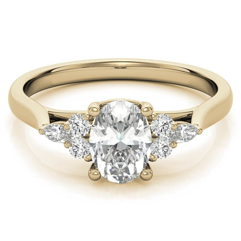 Unique Oval Trellis Moissanite Engagement Ring