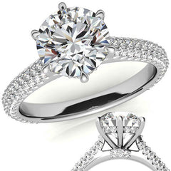 6-Prong Round Brilliant Moissanite Pave Engagement Ring
