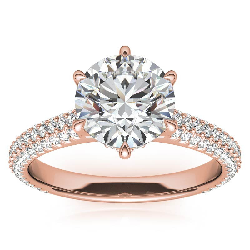 6-Prong Round Brilliant Moissanite Pave Engagement Ring