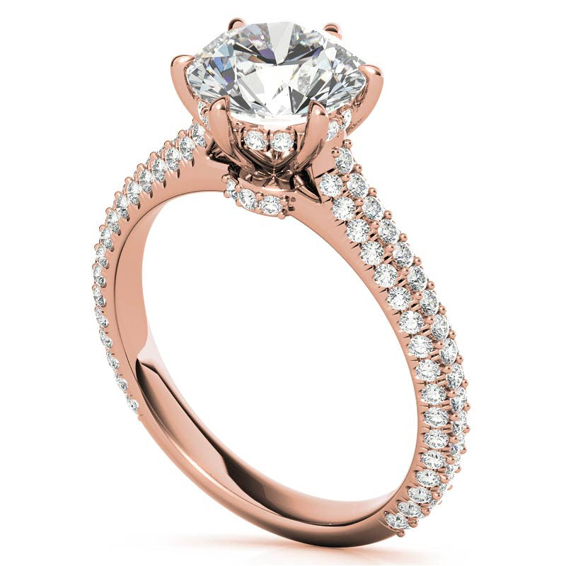 6-Prong Round Brilliant Moissanite Pave Engagement Ring