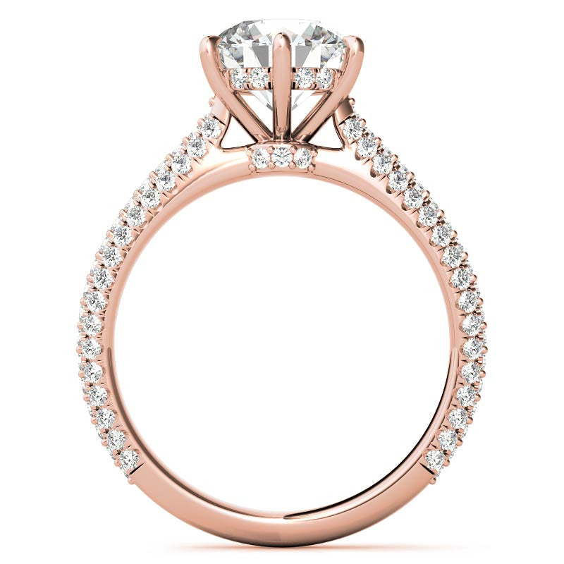 6-Prong Round Brilliant Moissanite Pave Engagement Ring