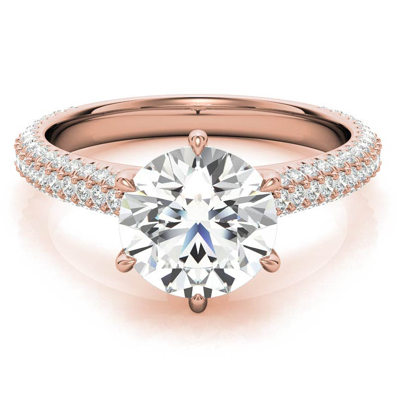 6-Prong Round Brilliant Moissanite Pave Engagement Ring