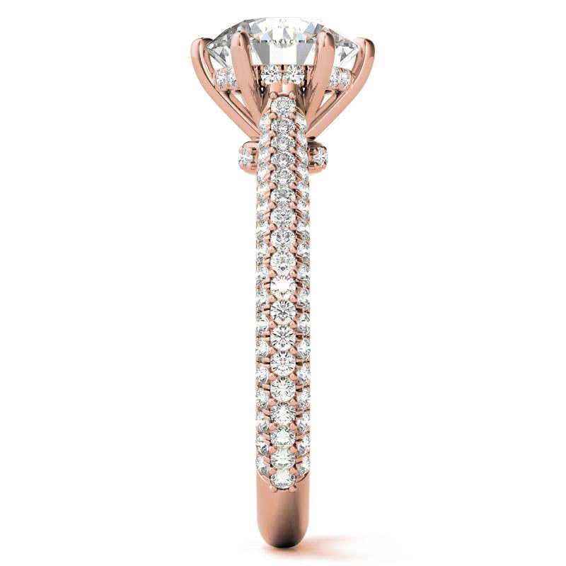 6-Prong Round Brilliant Moissanite Pave Engagement Ring