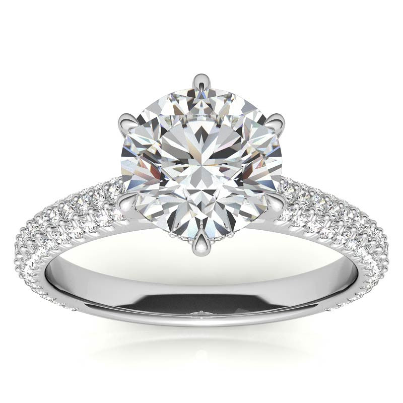 6-Prong Round Brilliant Moissanite Pave Engagement Ring