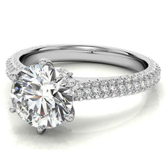 6-Prong Round Brilliant Moissanite Pave Engagement Ring