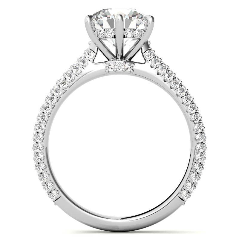 6-Prong Round Brilliant Moissanite Pave Engagement Ring