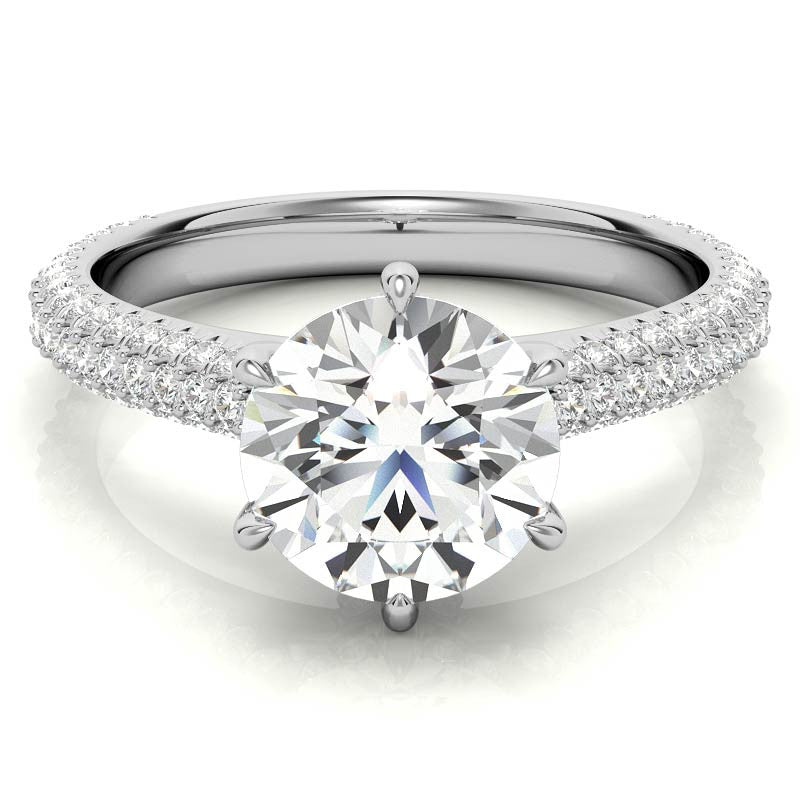 6-Prong Round Brilliant Moissanite Pave Engagement Ring