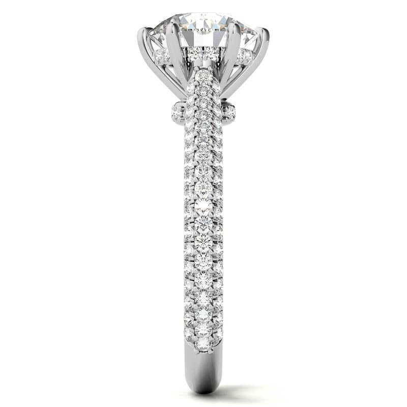 6-Prong Round Brilliant Moissanite Pave Engagement Ring