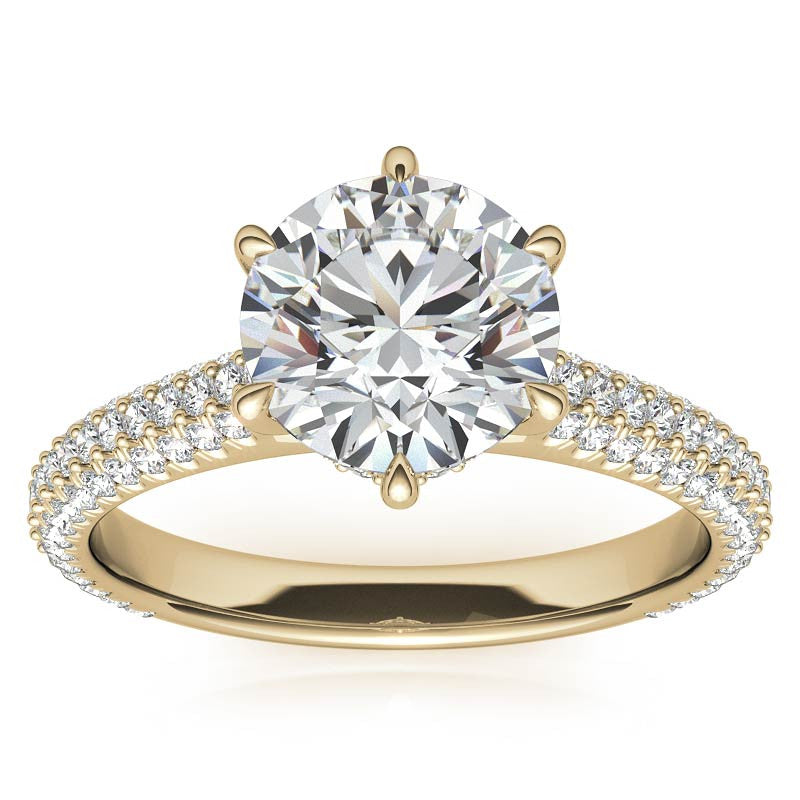 6-Prong Round Brilliant Moissanite Pave Engagement Ring
