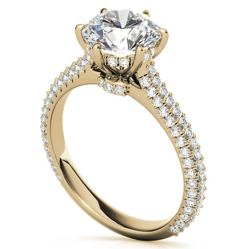 6-Prong Round Brilliant Moissanite Pave Engagement Ring