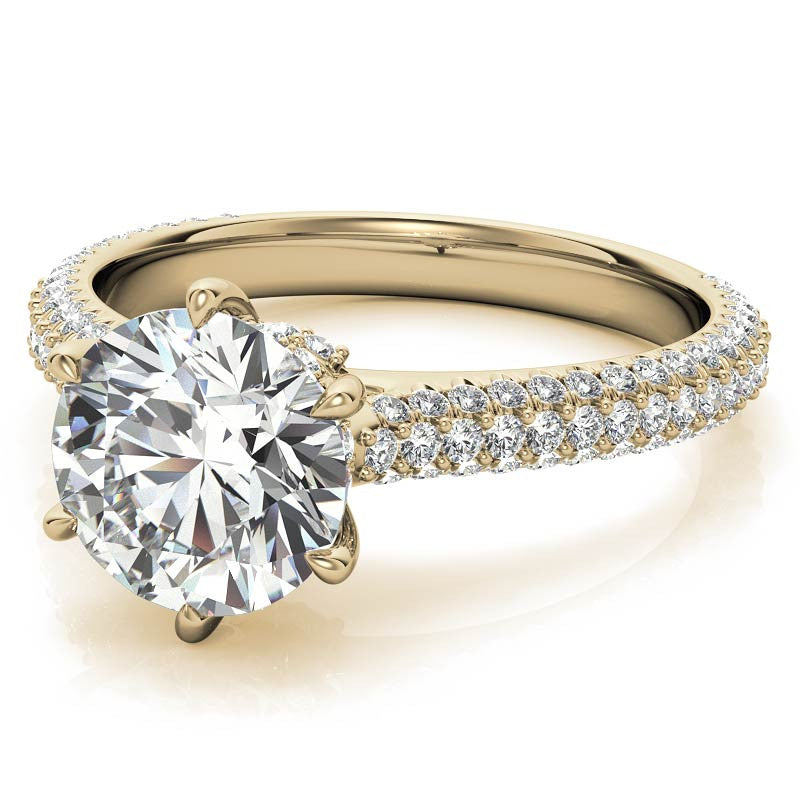 6-Prong Round Brilliant Moissanite Pave Engagement Ring