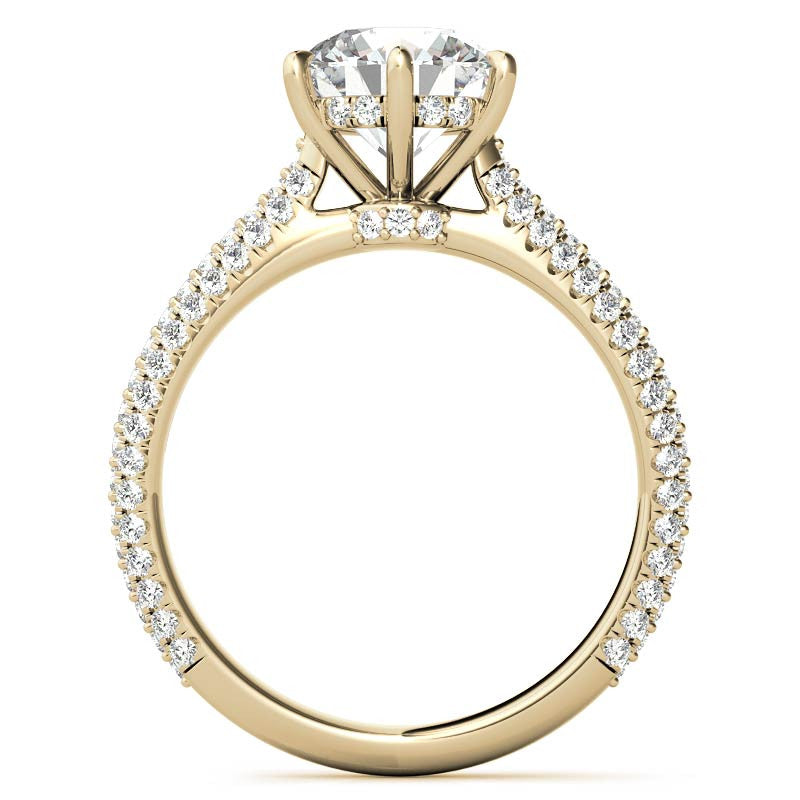 6-Prong Round Brilliant Moissanite Pave Engagement Ring