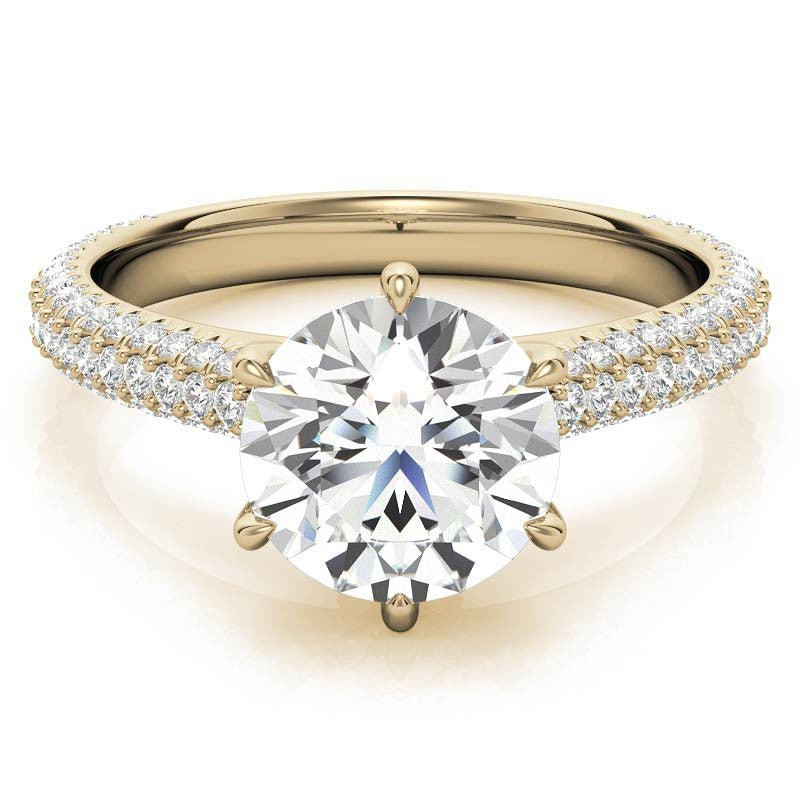 6-Prong Round Brilliant Moissanite Pave Engagement Ring