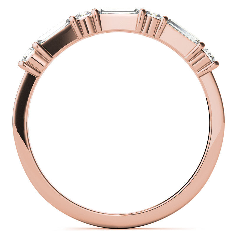 Round and Baguette Bar Set Moissanite Engagement Ring