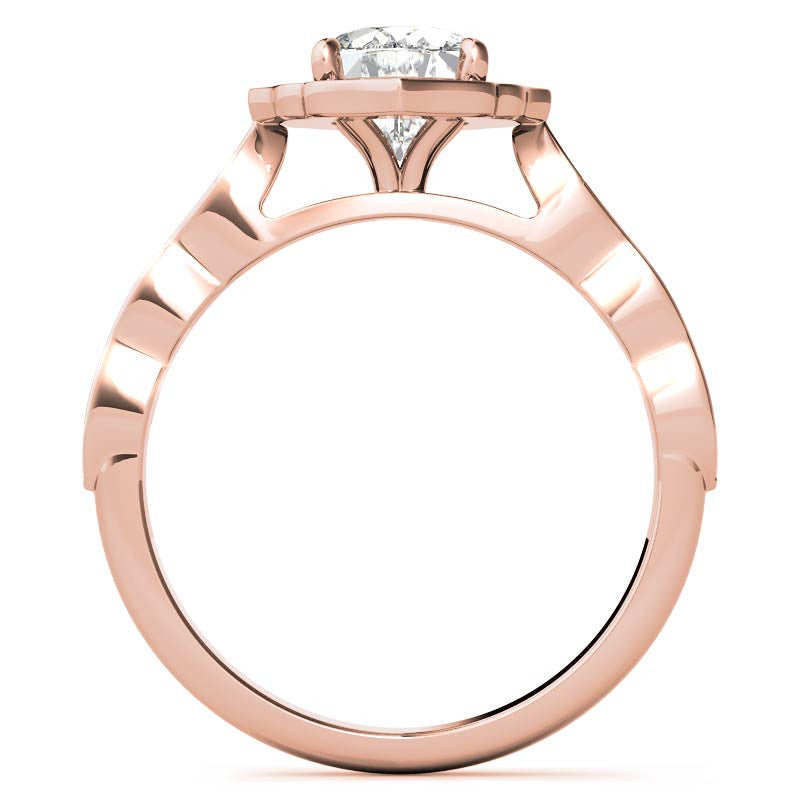 Scalloped Antique Style Oval Moissanite Engagement Ring