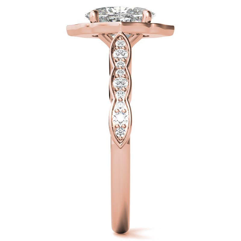 Scalloped Antique Style Oval Moissanite Engagement Ring