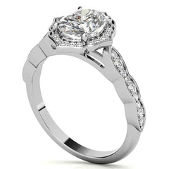 Scalloped Antique Style Oval Moissanite Engagement Ring