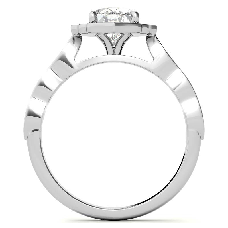 Scalloped Antique Style Oval Moissanite Engagement Ring