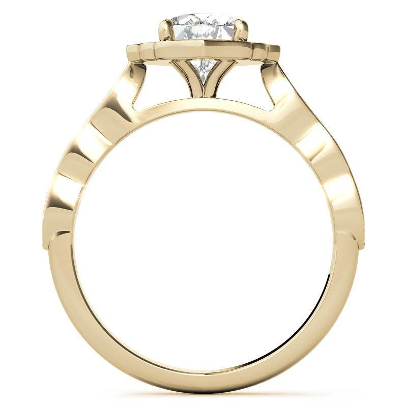 Scalloped Antique Style Oval Moissanite Engagement Ring