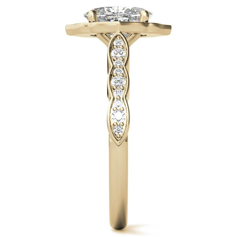 Scalloped Antique Style Oval Moissanite Engagement Ring