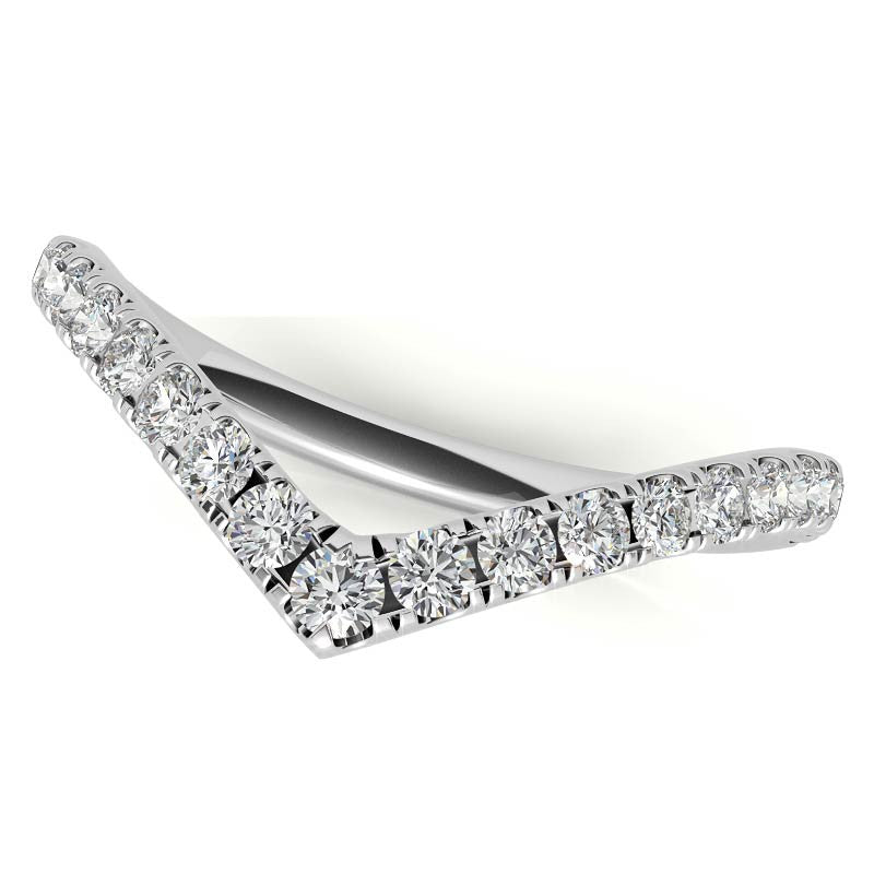 Round Moissanite Halo Engagement Ring with V-Prong Accents