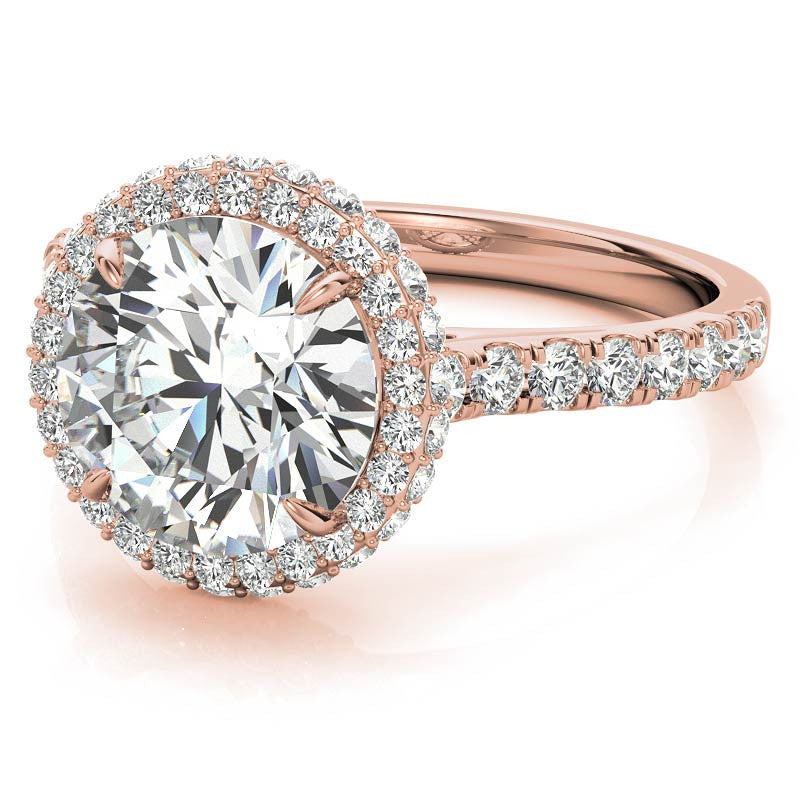 Round Cathedral Halo Moissanite Engagement Ring