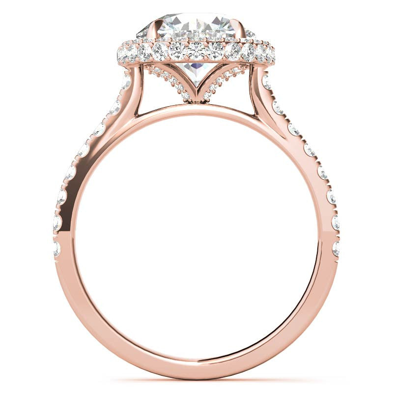 Round Cathedral Halo Moissanite Engagement Ring