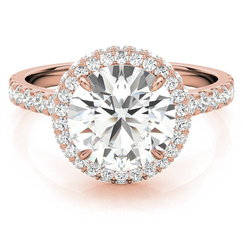 Round Cathedral Halo Moissanite Engagement Ring