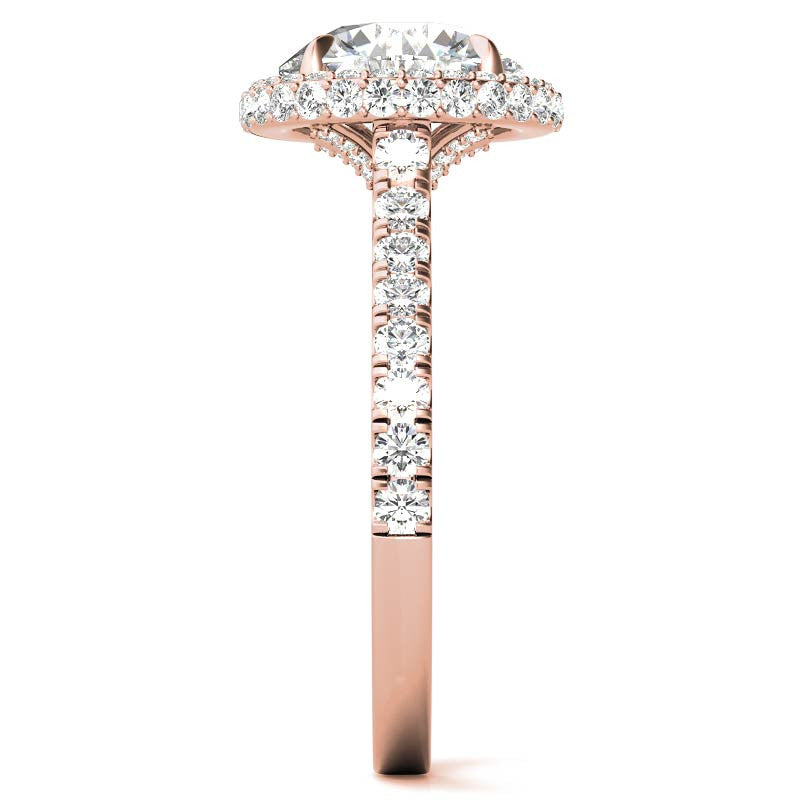 Round Cathedral Halo Moissanite Engagement Ring