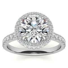 Round Cathedral Halo Moissanite Engagement Ring