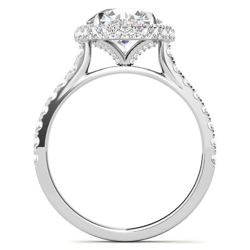 Round Cathedral Halo Moissanite Engagement Ring